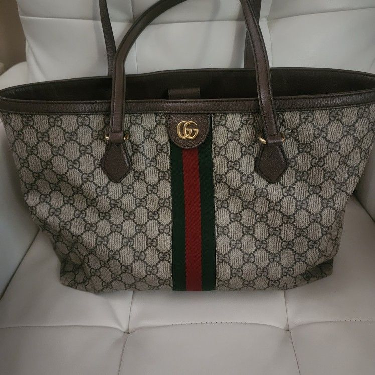 Used REAL GUCCI GG SUPREME MEDIUM OPHIDIA TOTE