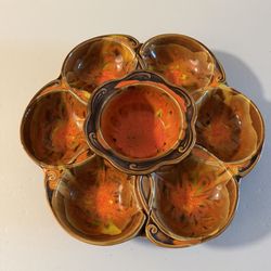 vintage California Originals pottery relish or chip and dip set.