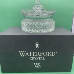 RARE Waterford Cut Crystal Biscuit Barrel Jar with Lid WS 2001 Signed by Artist