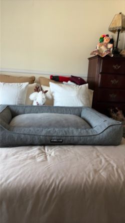 Really nice big dog bed. From Costco. My dog did chew up there in the picture just sewed it up. Other wise in excellent condition. My dog doesn’t use 