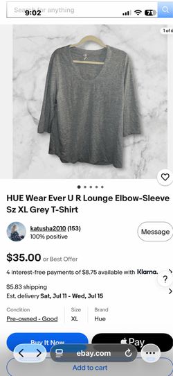 HUE l s lounge tee. XL grey