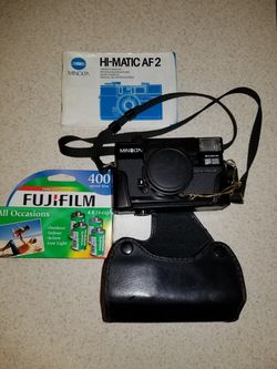 Minolta Hi-Matic AF 2 Camera, 2 Rolls Film & Bag