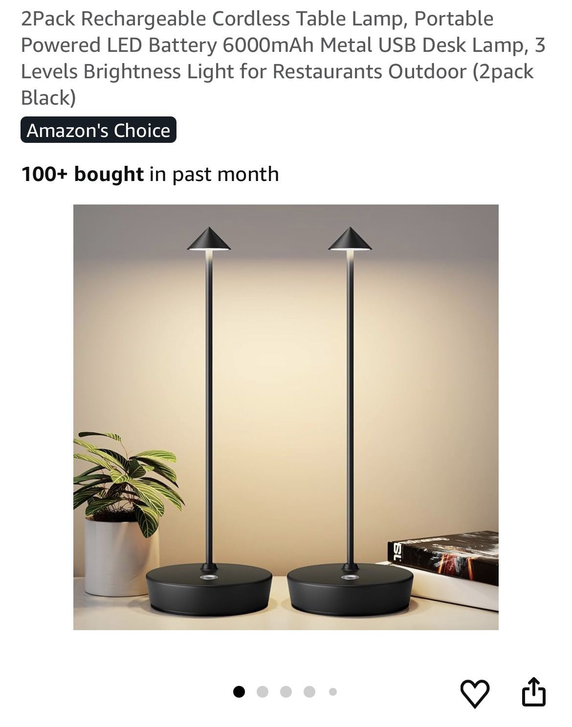 Brand New 2 Rechargeable Cordless Table LED Lamps