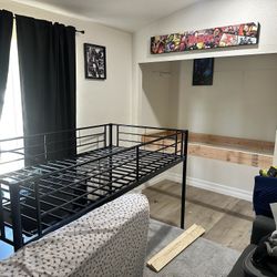Twin Loft Bed - Shorter Height - Metal - Black