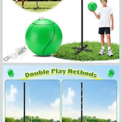 GADFISH Backyard Tetherball Set with Ball & Rope, Adjustable Tetherball Set for Kids & Adults, Traditional Tetherball Equipment for Play Outdoor, Lawn