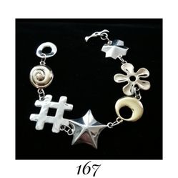 7.5" x 26.5mm NWOT Solid Sterling Silver,  Mixed Metal(s) "Robert Lee Morris" Heavy Modernist Link Bracelet w Toggle Clasp