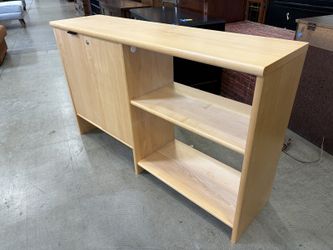 Light Wood Office Sideboard with Cabinet and Open Shelving