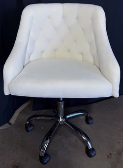 Wayfair Louise 35.5'' H Velvet Button Tufted Office Chair (Cream)