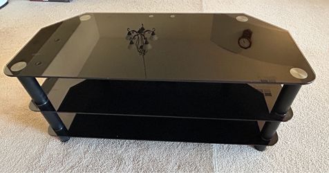 Black Tempered Glass TV Stand / Entertainment Center