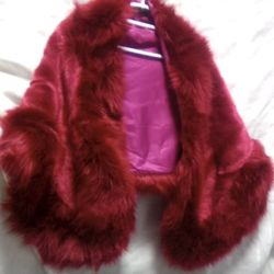 Euramerican Express Red Wine Faux Fur Shawl