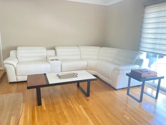White leather sectional