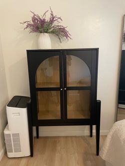 Black Arched Glass Door Display/Accent Cabinet