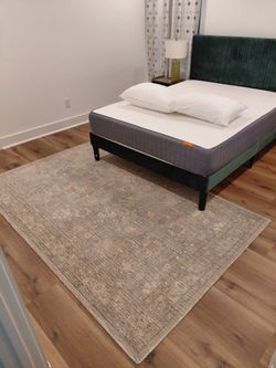 Green suede double bed frame only