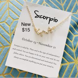 Rhinestone Constellation Scorpio Charm Necklace