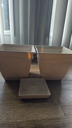 8 Inch  Square Planter with Saucer - Indoor Outdoor Plant Pot, Cottage Stone