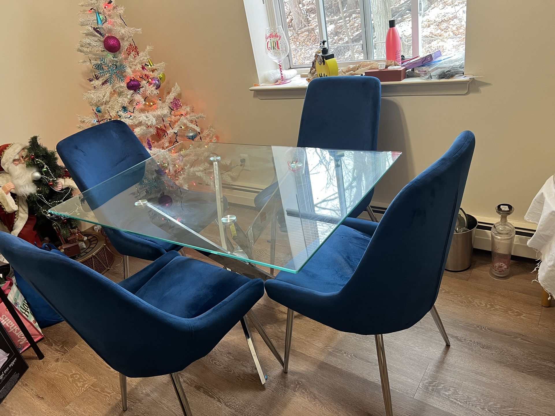 Royal Blue Velvet Dining Set