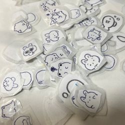 80 to 100 Homemade Stickers Mixed