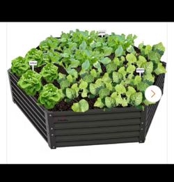 New in box. Gray Hexagon Galvanized Steel Raised Garden Beds Outdoor Planter Box