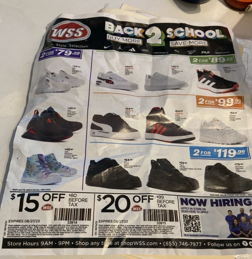 WSS SHOE STORE COUPONS
