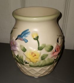 Yankee Candle wax melt ceramic pot with flowers and birds