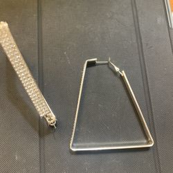 Large Triangular Silver Sparkling Earrings Set 