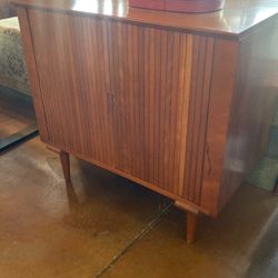 Mid Century Tambour Door Cabinet