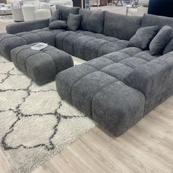 Dark Gray Sectional With Double Chaise