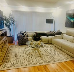 5-pc Leather "L" Sectional with 3 Power Recliners Macy's Exclusive.