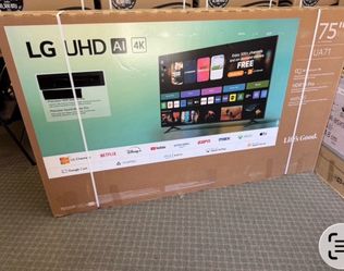 75 LG 4K smart HGTV $55 dollar financing for delivery six months Warranty