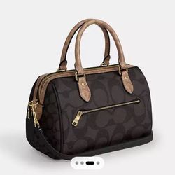 Authentic  Coach Rowan Satchel Bag With Signature Canvas