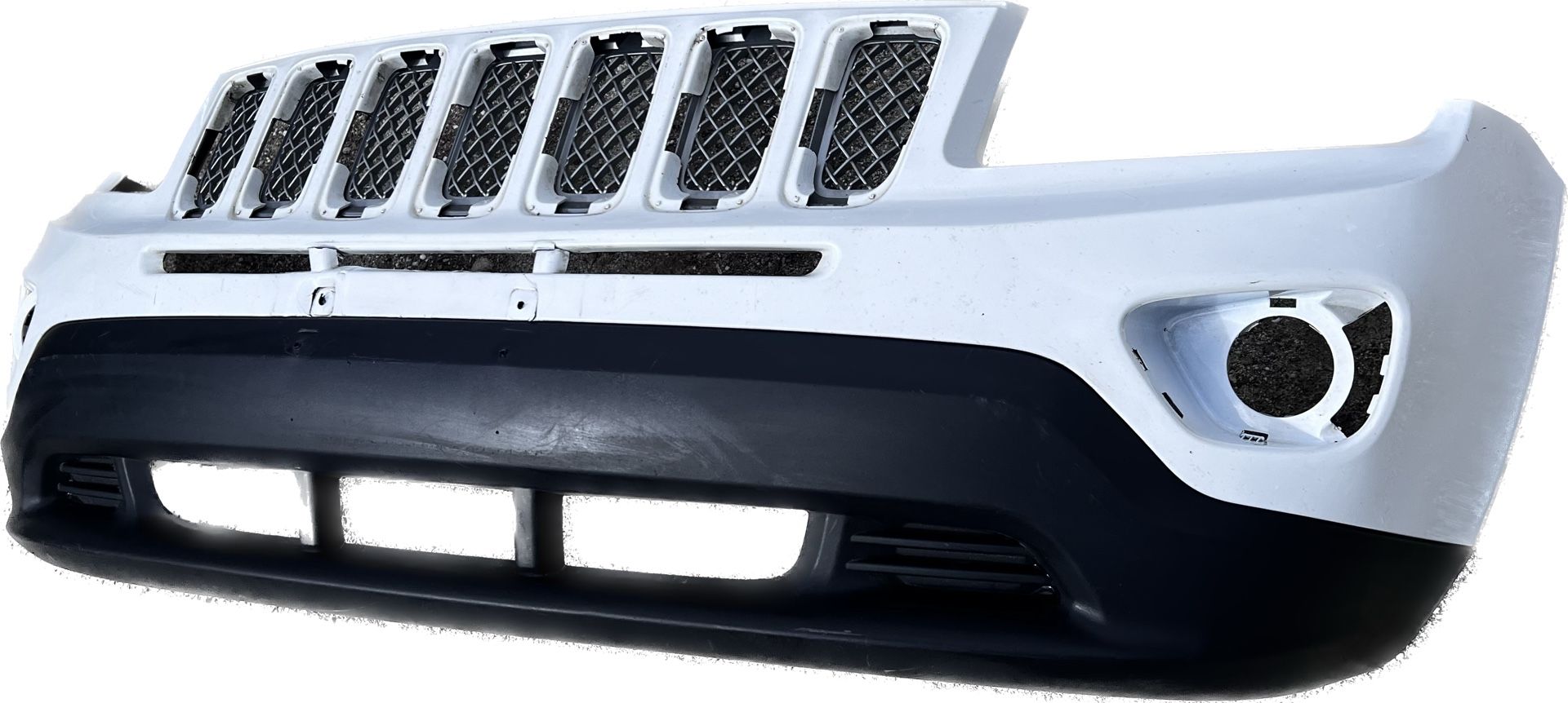2011 2012 2013 2014 2015 2016 JEEP COMPASS FRONT BUMPER ORIGINAL WHITE + LOWER VALANCE + GRILLE