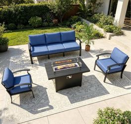Aluminum patio set with fire pit propane patio furniture set ☑️🆕✅