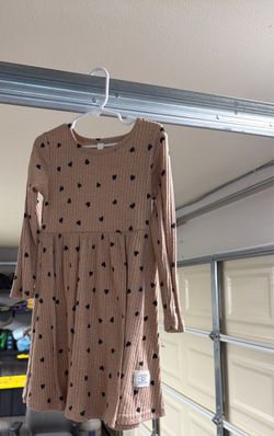 Girls Long Sleeve Heart Print Dress