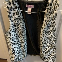 Faux Fur Girl Vest Cheeta Size Large