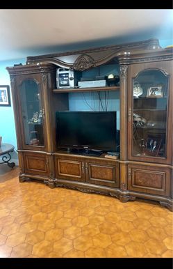 Solid wood entertainment center