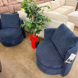 Thomasville Navy Swivel Chairs