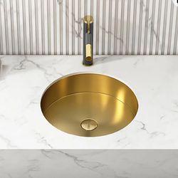 Weibath Modern Luxury Stainless Steel Round Sink Undermount Bathroom Wash Sink (Gold)