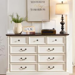 100321

9 Drawers Dresser, 54" Wide Farmhouse Chest of Drawers with Charging Station, Distressed Finish Design

Modern Storage Dressers Organizer TV S