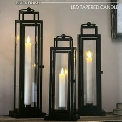 Evergreen LED Tapered Candle Tower Lantern, 3 Count (Black Finish)