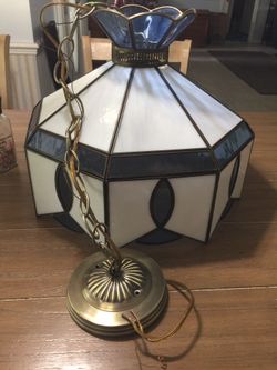 Light Fixture, Glass,  Blue and white 