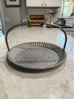 Large galvanized tray with handle