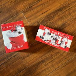 Fitz and Floyd Christmas Kitty Clause Figures