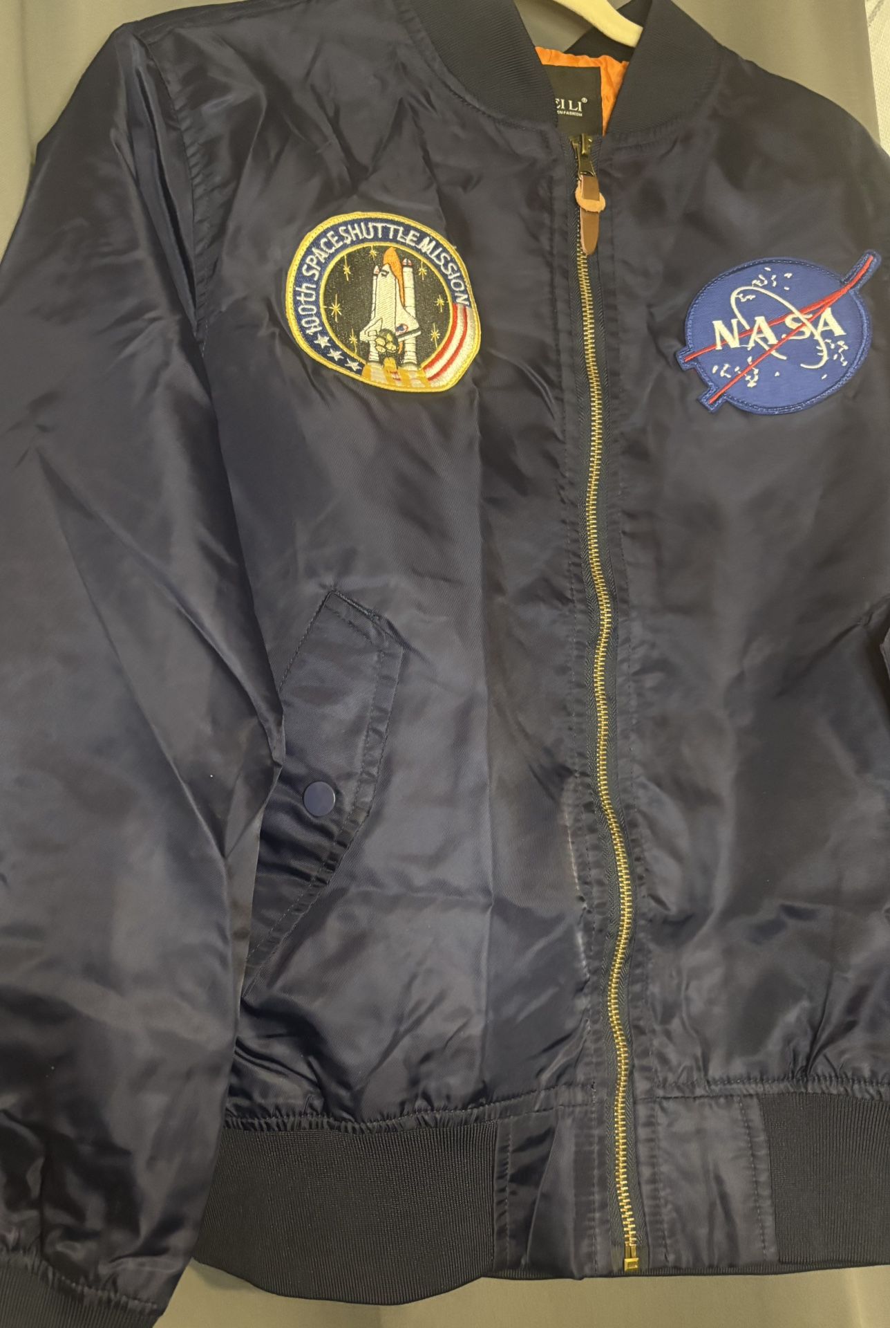NASA Flight Bomber Jacket Small Blue