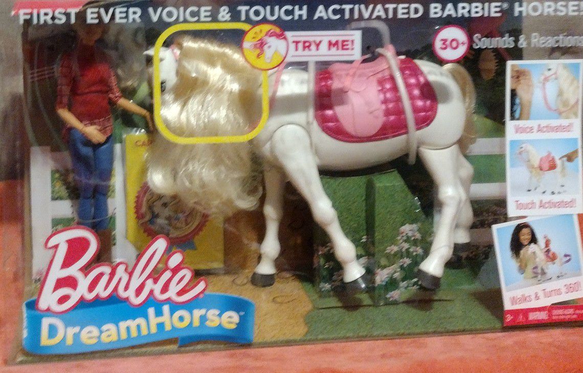 RARE Mattel 2016 Barbie DreamHorse Voice Activated with Blonde Barbie Doll Set