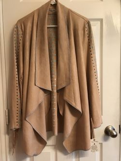 New Ladies Large faux suede jacket poncho by Tasha Polizzi