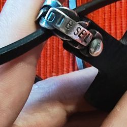 DIESEL Reversible Leather Cross and Strand w/Stainless Steel Emblem