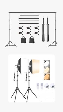 Photography Studio Lighting Bundle Softbox LED Lights with adjustable Backdrop Stand Kit