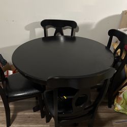 Black Dining Set  Round Table 