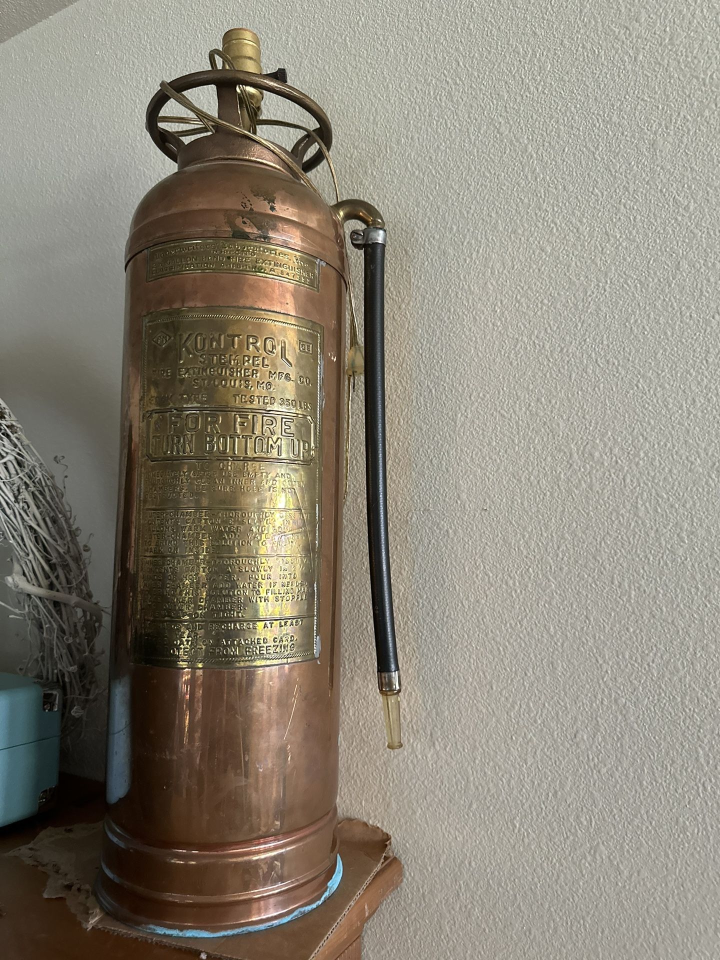 Vintage/Antique Fire Extinguisher Lamp - In Perfect Working Condition