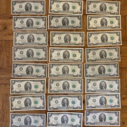Lot of 30 qty US Bicentennial $2 Two Dollar Bill SERIES 1976 & 1995